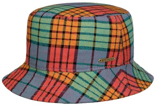 Stetson Colour Check Bucket Stoffhut Mehrfarbiger Trendiger Karo-Look UV-Schutz Made in EU Unisex Frühjahr Sommer bunt L (58-59 cm)