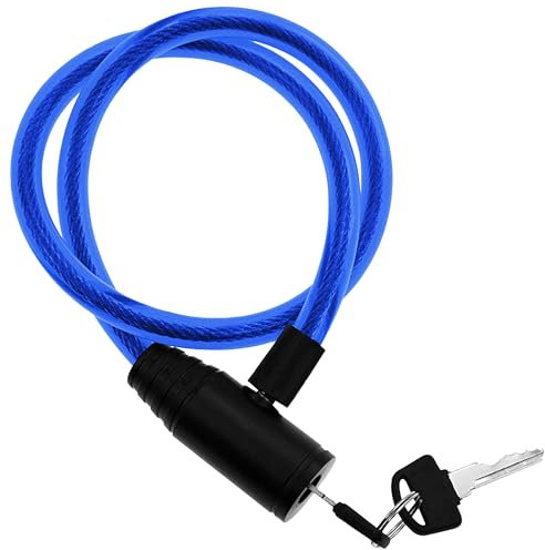 Candado para patinete electrico cable de Acero resistente 60 cm cierre avanzado con llave para una Seguridad Inigualable Confiable Robusto Practico (Azul)