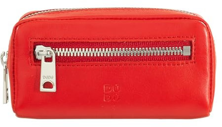 Portachiavi unisex colorato in vera pelle vitello firmato DUDU Rosso fiamma