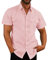 Chemise d'été à manches courtes en lin pour homme, chemise décontractée pour homme, chemise d'affaires, chemise de plage avec poches, rose, M