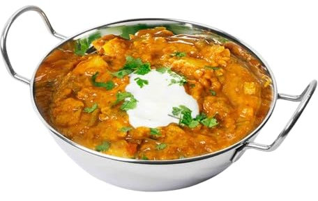 SDMAX Stainless Steel Balti Kadai, Ideal for Daily Use, Curry, Food Serving Bowl Table Dishes, Modern Design, Side Handle, Dishwasher Safe, Durable, Easy to Fill (19cm)