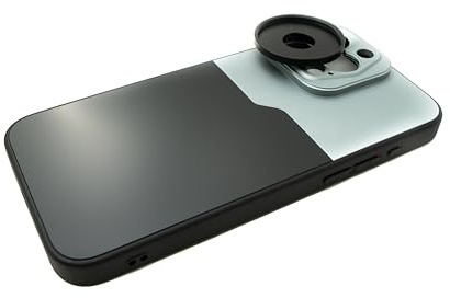 SYSTEM-S Custodia per obiettivo 37 mm compatibile con obiettivo effetto lente con filettatura per iPhone 15 Pro Max in nero grigio