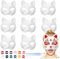 Aszaui 12 Stück Katzenmaske,DIY Weiße Papier Maske,Masken zum Bemalen Kinder,Masken zum Basteln,Leere Maske,Weiße Papiermasken Fuchsmasken für Karneval, Cosplay, Halloween Party, Maskerade Party