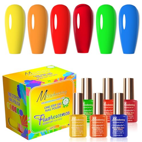Layhou 6 Farben Nagelgel Set One Step Gel Nagellack Soak Off UV/LED Gel Polish Base Coat Farbgel Top Coat 3-IN-1 Langanhaltend