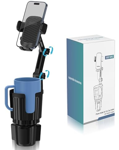 SAGRUILA 2-in-1 Cup Holder Phone Mount, Adjustable Phone Cup Holder for Car