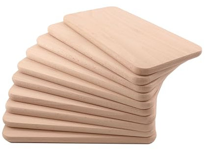 Frühstücksbrettchen 10er Set Holz | Buche Natur unbehandelt | Brotzeitbrett für Küche, Küchenutensilien | Schneidebrett | Holzbrettchen | beidseitig verwendbar | 22,5x12,5x1,2 cm Pohmer Design (10)