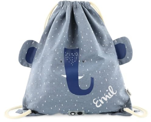 KIDSLINO Kinder Turnbeutel personalisiert Elefant, Kinderturnbeutel mit Namen, Ideal für Kindergarten, Kita Turnbeutel, Zuziehbarer Sportbeutel, Kinderfreundliche Sporttasche
