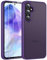 FLLAO Opaca Cover Compatibile con Samsung Galaxy A55 5G con 2 Vetro Temperato, [Della Fotocamera Protezione] Anticaduta Antiurto Anti-Graffio Anti-Impronte Hard PC Glassata Custodia Viola Scuro