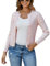 Dosieyeo Cardigan élégant à manches longues pour femme avec motif torsadé et col rond et boutons pour l'automne, Rose, XL