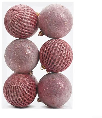 Decora il tuo albero con un elegante set di 12 palline di Natale dipinte con paillettes (oro rosa)