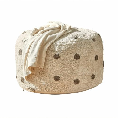 LOBERON Pouf Thivalie ,  creme/braun | Kids, Sitzsack, Teddyfell, Handgetuftet, Weich wie Teddyfleece, Leicht und transportabel
