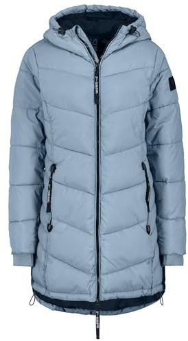Sublevel Damen Winterjacke Stepp-Mantel mit Kapuze lang & tailliert, Outdoorjacke für Damen
