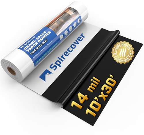 Spirecover Crawl – Barrière de vapeur spatiale de 3,5 m, 3 x 9,1 m, couverture de protection contre la vapeur en tissu pour encapsulation de l'espace sanitaire, feuille de plastique épaisse, film