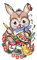 Fensterbild Ostern Plauener Stickerei farbig Osterhase mit Pinsel 32x18 cm
