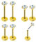 Lusofie 6 Stück Nasen Piercing Stecker Gewindeloses 20g Lippenpiercing Medusa Labret Push In Piercing Bioflex Flache Helix Ohr Tragus Piercings Schmuck Edelstahl Für Männer Und Frauen（Gold）