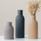 Modern Ceramic Vase Set, 3-Piece Ribbed Design, White Decorative Vases for Home Decor, Living Room, Kitchen (Black Mix)