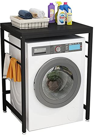 Étagère à linge avec support de sèche-linge pour machine à laver et sèche-linge à chargement frontal, unité de rangement sur pied pour salle de bain avec rangement au-dessus de la machine à laver