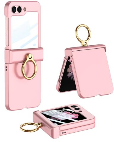 YLTPHD Custodia con Supporto ad Anello per Samsung Galaxy Z Flip 6 5 Flip 4 3, Protezione dello Schermo, Sottile, Rosa, per Samsung Z Flip 4
