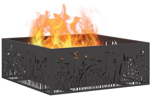 vidaXL Feuerschale Schwarz 80 x 80 x 30 cm Wetterfeststahl