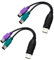 BTFO 2pz Adattatore da PS2 a USB, Lunghezza 18,9cm Adattatore Convertitore da Tastiera e Mouse PS/2 a USB (Porte Viola e Verde)