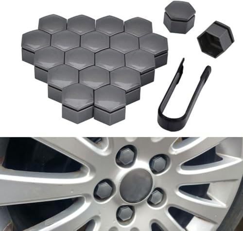 JZWJNFYY 20 Pièces Cache Ecrou,pour Peugeot 207 CC 2009- Capuchons Ecrou Bouchons Protecteurs D'éCrou Couvre Ecrou Protection Couvre avec Outil Demontage,Grey-19mm