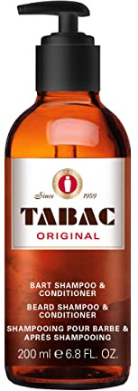 Tabac Original Beard Shampoo & Conditioner 200ml - 2-in-1 Grooming Formula for Men - Cleanses, Softens & Nourishes Beard and Hair with Classic Spicy Woody Fragrance