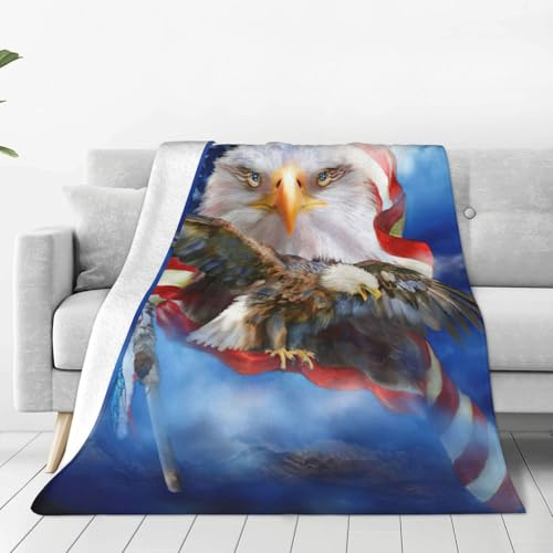 Migpkd Superweiche Fleecedecke mit USA-Flagge, flauschig, warm, gemütlich, für Winter, Bettwäsche, Couch und Geschenk