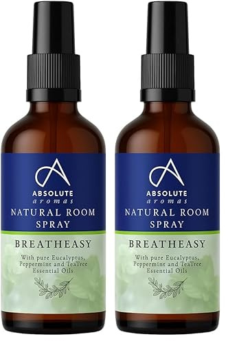 Absolute Aromas Natural Breatheasy Room Spray 100ml - A Blend of 100% Pure, Natural Essential Oils Including Tea Tree and Peppermint (Pack of 2)