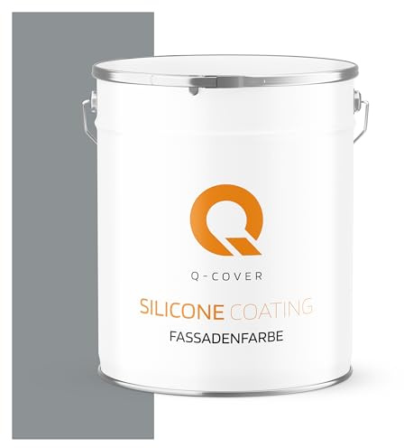 Q-COVER Fassadenfarbe 5 L Grau RAL 7045 – Silikonharz, Außenfarbe, Hydrophob, Wetterfest, Fassadenschutz