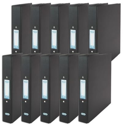 Elba A4 Ring Binder Pack of 10, Plastic on Board 35mm, Black