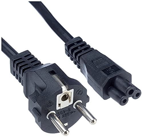 InLine 16656K Netzkabel für Notebook, 3pol Kupplung, schwarz, 3m