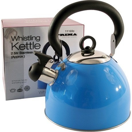 2.5L Stainless Steel Lightweight Whistling Kettle Blue For Gas Electric Hobs New