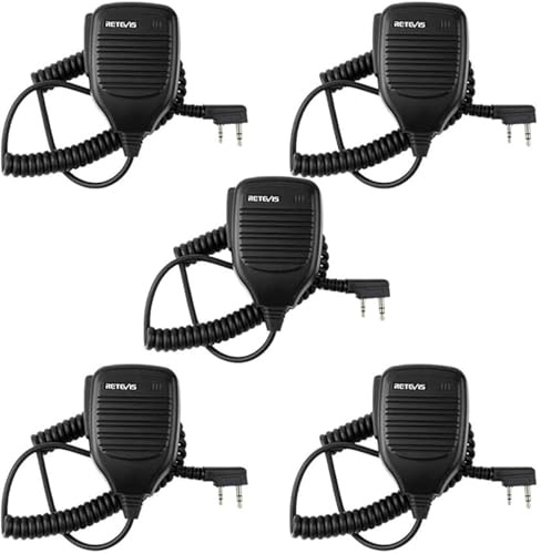 Retevis 2 Pin Shoulder Mic Speaker 2 Way Radio Microphone for Baofeng BF-888S UV-5R Kenwood Retevis H-777 RT21 RT22 RT-5R Walkie Talkie (5 Pack)