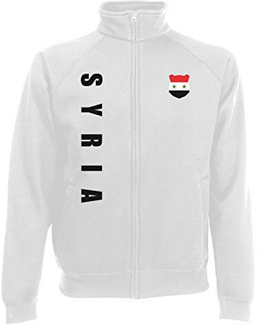 AkyTEX Syrien Syria WM-2022 Sweatjacke Wunschname Nummer Weiß M