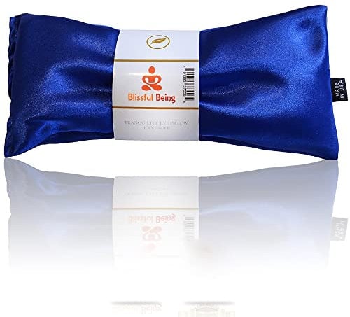 Blissful Being Silk Eye Pillow- Lavender Eye Pillow - Eye Pillows Aromatherapy - Perfect for Meditation and Relaxation (Sapphire), Sapphire