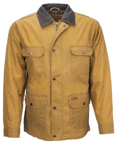 OUTBACK TRADING Men's 2146 Gidley Waterproof Breathable Fully Lined Cotton Oilskin Western Jacket, Field Tan, 3X-Large