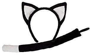 Wicked Costumes Kids Black & White Cat Ears & Tail Fancy Dress Accessory