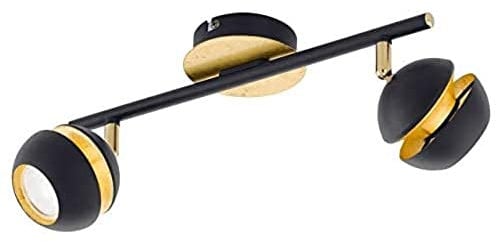 EGLO LED Deckenlampe Nocito, 2 flammige Deckenleuchte, Deckenstrahler aus Metall, Wohnzimmerlampe in Schwarz, Gold, Flurlampe, Spots inkl. GU10 Leuchtmittel, warmweiß