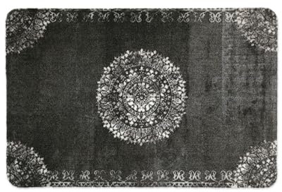 deco-mat Fußmatte Orient (50 x 70 cm, Schwarz) - rutschfeste und waschbare Fußmatte für außen/innen - saugstarke Schmutzfangmatte für Innen-/Außenbereich in orientalischem Design - Fußmatte waschbar