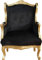 Casa Padrino Antik Stil Ohrensessel Tron Stuhl Schwarz/Gold Mod2 - Barock Lounge Thron Sessel