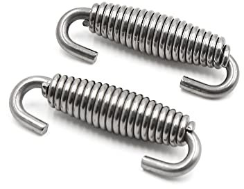 sourcing map 2pcs 59mm en Acier Inoxydable Ton Argent Moto Ressorts de tuyaux d'échappement Crochet