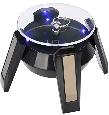yuyte Schmuck Ausstellungsstand, 360 Grad Plattenspieler, für Uhr, Telefon und LED Licht
