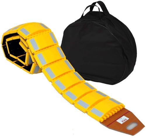 Pyle Portable Traffic Speed Bump, 3M Heavy Duty Yellow Reflective Safety Hump, Durable Plastic Car Truck Vehicle Kerb Ramp for Asphalt Concrete Gravel Road, Driveway, Parking Lot