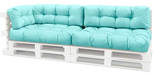 Spatium Palettenkissen Set abnehmbar Bezug wasserdicht gesteppt Palettenauflage Palettenpolster Palettensofa Palettenmöbel Minze 5er Set