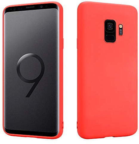 HSP Coque pour Samsung Galaxy S9 [Anti-poussière] étui de protection en silicone TPU premium | Résistant aux chocs | Protecteur d'écran et de caméra | Housse Ajustement parfait Mat | Rouge