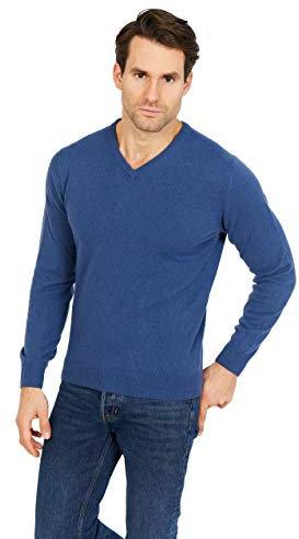Jack Stuart - Jersey de Cuello de Pico para Hombre, 100% Cashmere