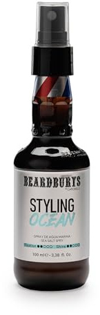 Beardburys Ocean Sea Salt Spray pour cheveux hommes, tenue forte et effet mat, idéal pour cheveux longs et mi-longs, 250 ml