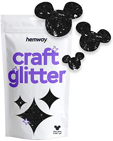 Hemway Craft Glitter - Mickey Mouse Shaped 50g Black | Metallic Sequin for Resin & Epoxy Crafts | Supplies for Tumblers, Cards, Jewellery, Candle, Hair, Face, Body & Nail Art