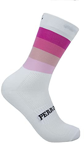 PERRO LOCO CLOTHES Originale Radsocken in limitierter Auflage. Fahrradsocken. (DE/NL/SE/PL, Numerisch, 37, 39, Regular, Regular, Weiß Rosa)