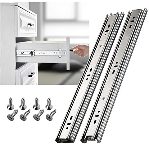 SHUHANG Glissières de tiroir en acier inoxydable à extension complète de 350 mm avec roulement à billes et montage latéral très résistantes, charge maximale de 45 kg, 1 paire (lot de 2)